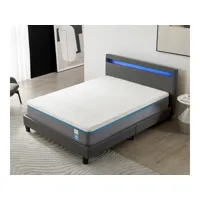 lit avec tête de lit + matelas 160x200cm equilibré-  latex et mémoire de forme - épaisseur 28cm + lit, tête de lit led