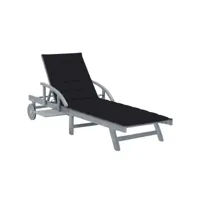 transat chaise longue bain de soleil lit de jardin terrasse meuble d'extérieur avec coussin bois d'acacia solide helloshop26 02_0012391