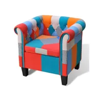 fauteuil chaise siège lounge design club sofa salon avec de patchwork tissu helloshop26 1102048par3