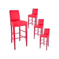 tony - lot de 4 tabourets laqués rouge et assise simili cuir rouge