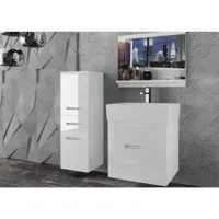 alzou - ensemble de salle de bain - 4 éléments - meubles à suspendre - vasque en porcelaine - blanc