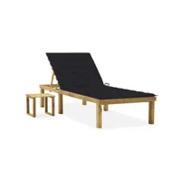 chaise longue de jardin avec table et coussin pin imprégné
