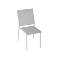 chaise de jardin empilable essentia galet & blanc en aluminium traité époxy