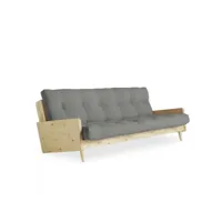 canapé 3 places convertible indie style scandinave futon gris couchage 130*190 cm. 20100886433
