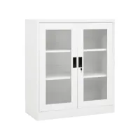armoire de bureau blanc 90x40x105 cm acier