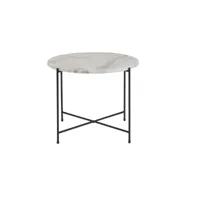 table basse ronde design en marbre blanc et métal noir d52 cm sarda