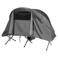 costway tente camping surélevée pour 2 personnes matelas auto-gonflant sac transport à roulettes double toit crochet de lampe gris