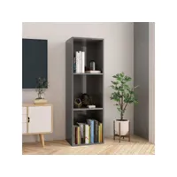 bibliothèque,meuble tv avec rangement pour salon gris brillant 36x30x114 cm aggloméré -neww50185