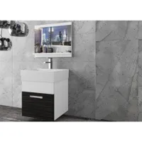 manike - ensemble de salle de bain -3pcs - meuble à suspendre - vasque en porcelaine - noir
