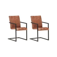 moderne chaises de cuisines, chaises à manger cantilever lot de 2 marron cuir véritable best00001700308-vd-confoma-chaise-m07-1151