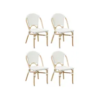 chaise d'extérieur en rotin et résine (lot de 4) blanc