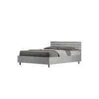 lit coffre 140x200 tête de lit droite avec des lames gris béton ankel
