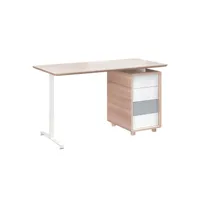 bureau 140cm 4 tiroirs evolve bois blanc et gris