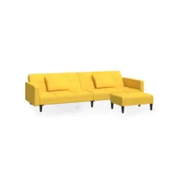 vidaxl canapé-lit 2 places avec deux oreillers et repose-pied jaune