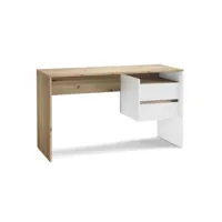 paris prix - bureau 2 tiroirs design paco 125cm chêne & blanc