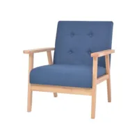 fauteuil chaise siège lounge design club sofa salon tissu bleu helloshop26 1102118par3