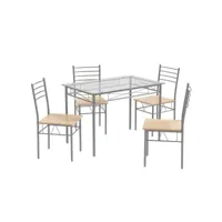 ensemble table et 4 chaises table à manger avec 4 chaises cadre en métal table cuisine en verre pour cuisine restaurant salon helloshop26 20_0002751