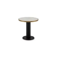 table d'appoint ronde marbre blanc et métal noir guaie d 50cm