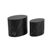 tables basses gigognes ovales design finition marbre noir (lot de 2) famosa