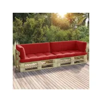 canapé de jardin canapé palette 2 places，banquette sofa pour jardin avec coussins pin imprégné de vert cniw227903