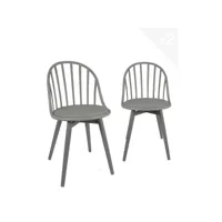 lot de 2 chaises de cuisine à barreaux avec coussin bold(gris)