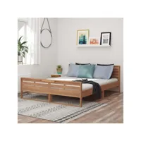 lit adulte contemporain  cadre de lit bois de teck massif 160x200 cm