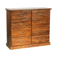 meuble à tiroirs rustique en bois massif tilleul noyer finition l116xpr41xh100 cm