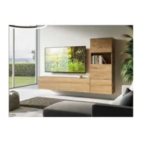 meuble tv modulable suspendu bois naturel bela l 234cm - 5 pièces