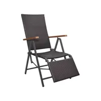 chaise inclinable de terrasse résine tressée marron