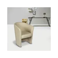 fauteuil dpanett, fauteuil de salon, siège rembourré, chaise avec accoudoirs en éco-cuir, 64x63h76 cm, beige 8052773811446