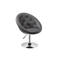 fauteuil oeuf capitonné design cuir pu chaise bureau noir fal09002