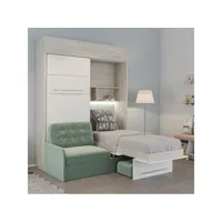 duo sofa armoire lit escamotable surmeuble canapé azur 2 x 90-200 structure pin façade blanc 20100995392