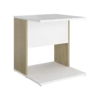 vidaxl table d'appoint blanc et chêne sonoma 45x45x48 cm aggloméré