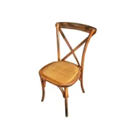 chaise bistrot dos croisé en bois et rotin - lot de 4 -