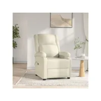 fauteuil inclinable électrique  fauteuil de relaxation blanc similicuir meuble pro frco48169
