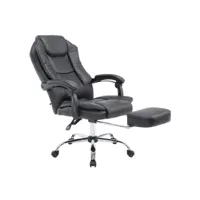 fauteuil de bureau ergonomique en synthétique noir avec repose-pieds et accoudoirs bur10375