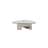 table basse verre et bois - gambetta - l 127 x l 91 x h 40 cm - neuf