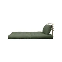 pack matelas futon vert et tête de lit en pin massif naturel