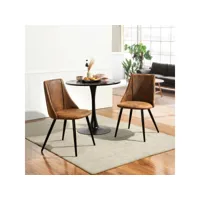 lot de 2 chaises de salle à manger rétro fauteuil assise rembourrée en suédine pieds en métal pour cuisine salon chambre bureau, style industriel, marron