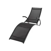 chaise longue pliable 174x59x87 cm noir