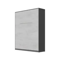 armoire lit escamotable 160x200cm lit rabattable lit mural supérieur confort vertical anthracite/béton