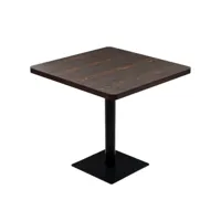 table de bistro mdf et acier carré 80 x 80x75 frêne foncé