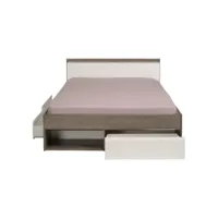 lit avec rangements - most - beige et café - l 150 x p 220 x h 79 cm
