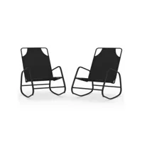 chaises longues transat à bascule 2 pièces noir acier et textilène helloshop26 02_0011973