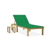 transat chaise longue bain de soleil lit de jardin terrasse meuble d'extérieur avec table et coussin pin imprégné helloshop26 02_0012666