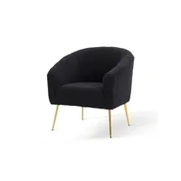 chaise salon rembourrée avec pieds et accoudoirs en métal doré, chaise  moderne et confortable, jolie chaise de vanité, noir