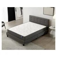 lit avec tête de lit + matelas 140x200cm mémoire de forme épaisseur 16cm + lit avec tête de lit et sommier à lattes