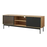 lamia - meuble tv - bois et noir - 174 cm - bestmobilier - noir et bois