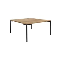 bergame - table basse carrée 90cm chêne massif et pieds métal