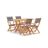 mobilier à dîner d'extérieur 5pcs, salon de jardin gris bois d'eucalyptus solide pewv25537 meuble pro